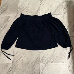 Banana Republic Navy Blue Ruffled 3/4 Sleeve Blouse